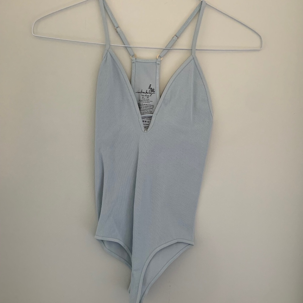 Free People Light Blue Bodysuit